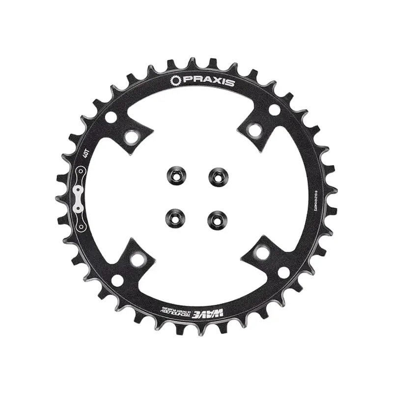 Balfes Bikes Praxis Works Vado 40T 104BCD Single Wave Style 10/11 Speed Chainring With Bolts in Black | Free postage over £30, £10 off first order, price match & 0% finance.