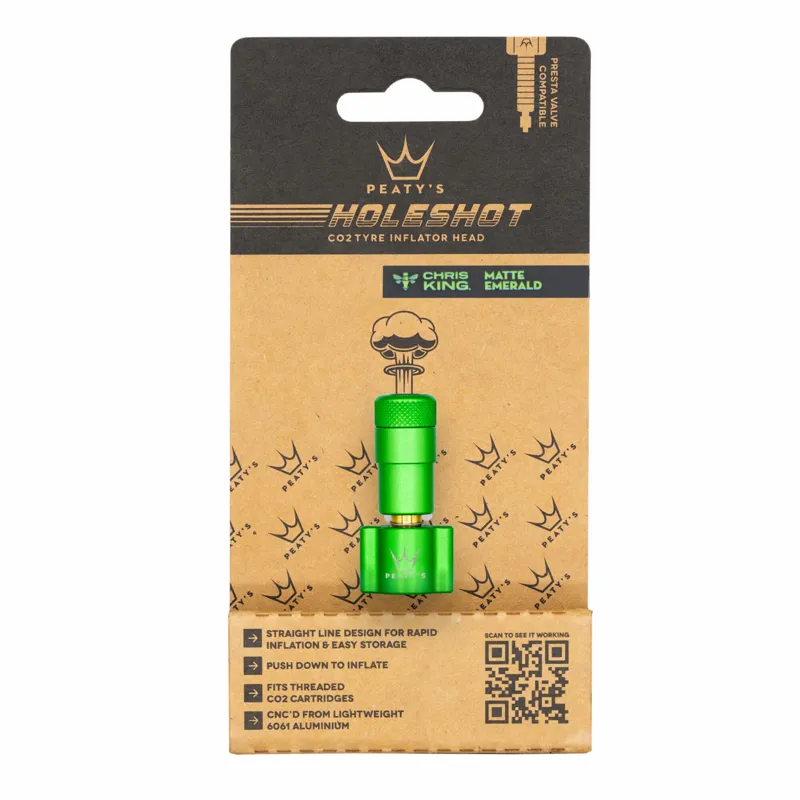 Peaty's Holeshot CO2 Tyre Inflator Head in Emerald-1