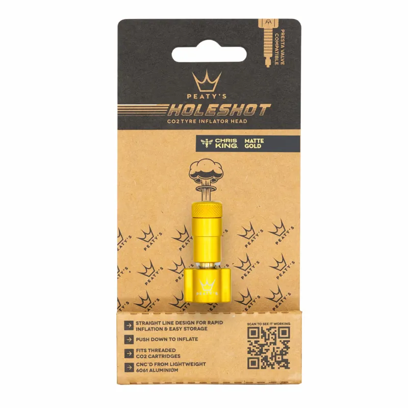 Peaty's Holeshot CO2 Tyre Inflator Head in Gold-1