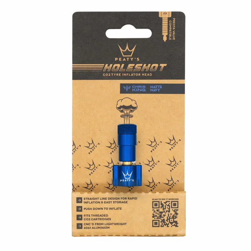 Peaty's Holeshot CO2 Tyre Inflator Head in Navy-1