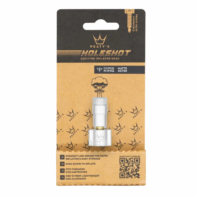 Peaty's Holeshot CO2 Tyre Inflator Head in Silver-1