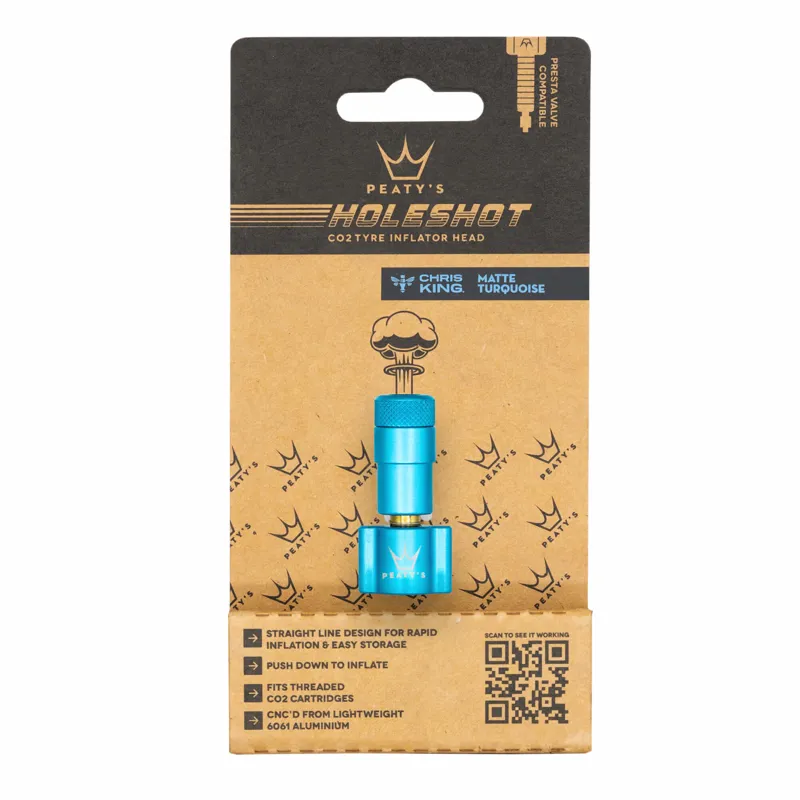 Peaty's Holeshot CO2 Tyre Inflator Head in Turquoise-1