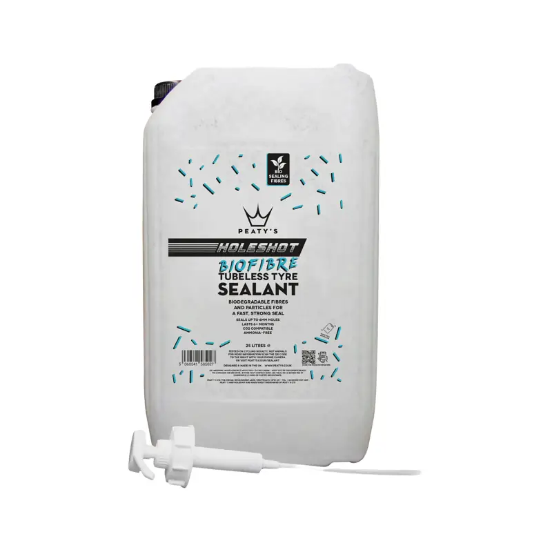 Balfes Bikes Peaty's Holeshot BioFibre Tubeless Tyre Sealant 25L | Free postage over £30, £10 off first order, price match & 0% finance.