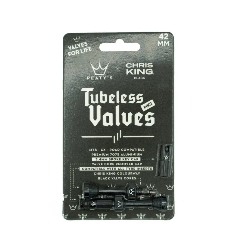 Peaty's x Chris King Tubeless MK2 Valves 42-80mm in Black -1