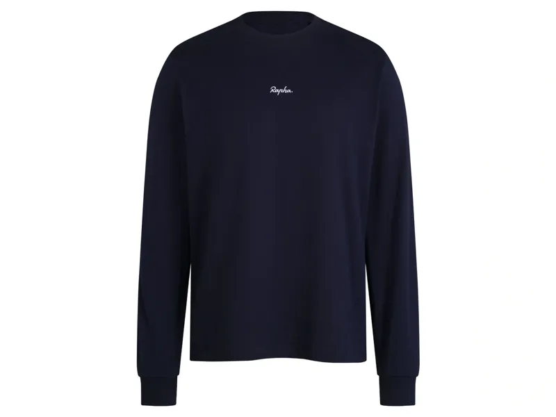 Rapha Men's Long Sleeve Cotton T-Shirt in Dark Navy/White