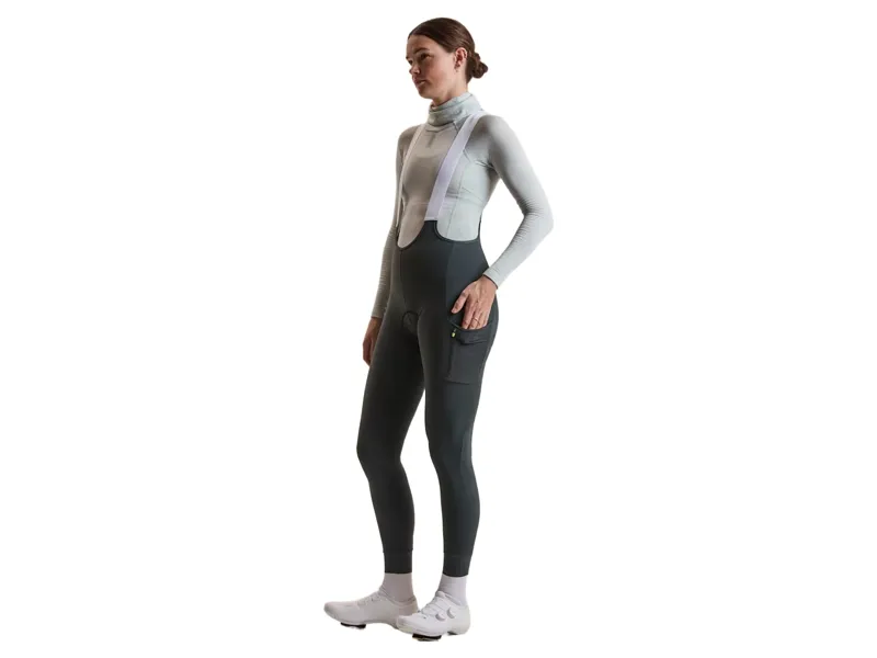 Rapha Women's Brevet Cargo Winter Tights in Dark Forest/Chartreuse-2