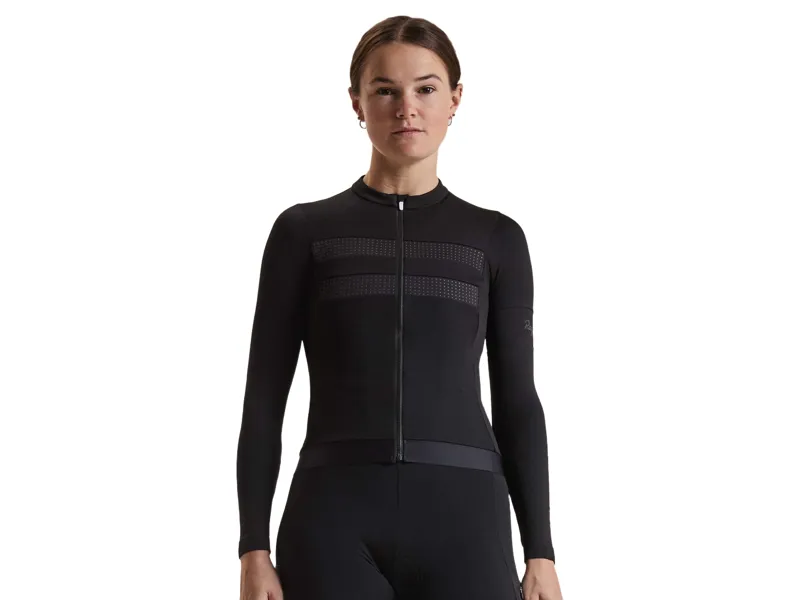 Rapha Women's Brevet Long Sleeve Merino Jersey III in Black/Black-2