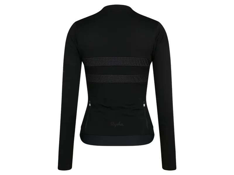 Rapha Women's Brevet Long Sleeve Merino Jersey III in Black/Black-1