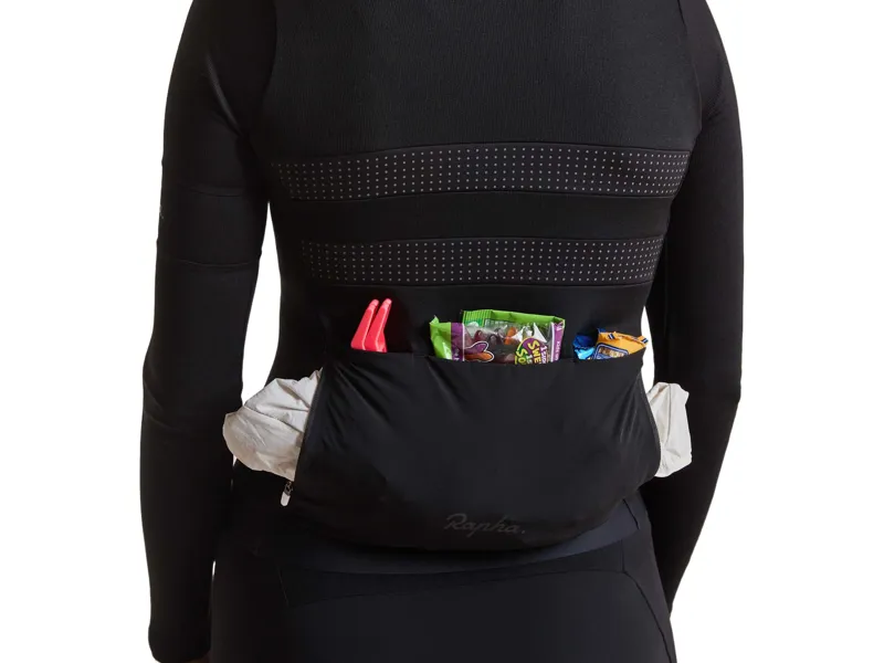 Rapha Women's Brevet Long Sleeve Merino Jersey III in Black/Black-4