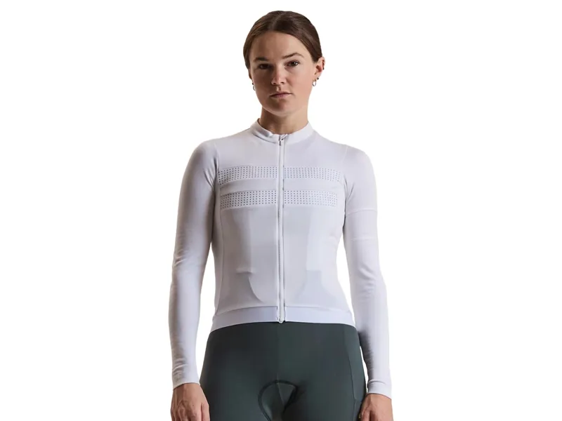 Rapha Women's Brevet Long Sleeve Merino Jersey III in White/Silver-2