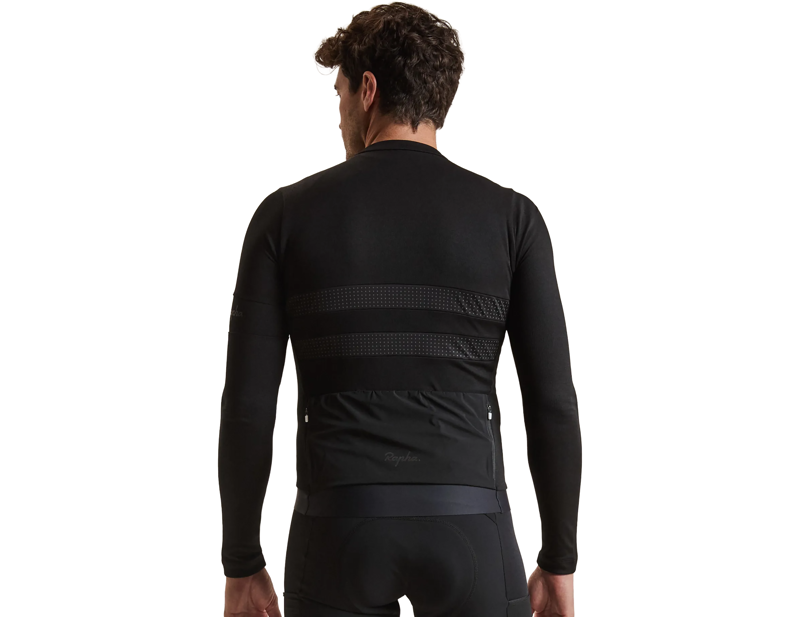 Rapha Men's Brevet Long Sleeve Merino Jersey III in Black-3