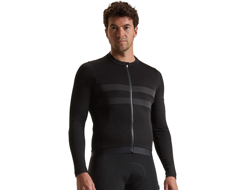 Rapha Men's Brevet Long Sleeve Merino Jersey III in Black-2