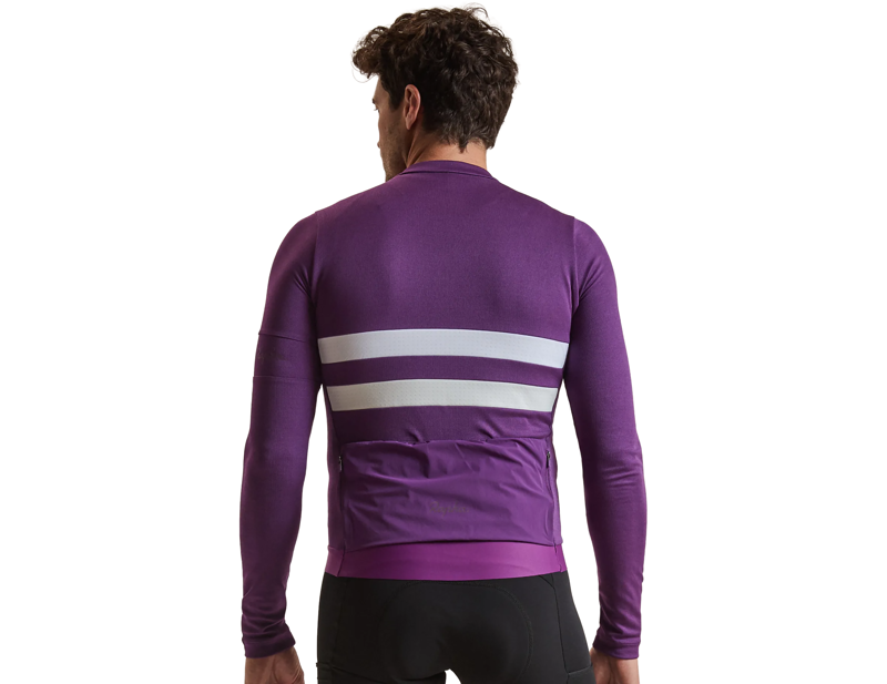 Rapha Men's Brevet Long Sleeve Merino Jersey III in Blackberry/White-3