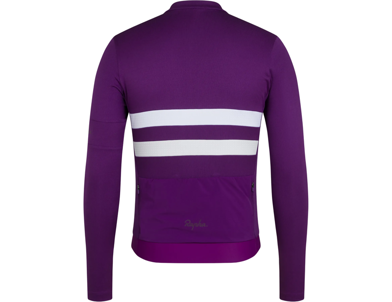 Rapha Men's Brevet Long Sleeve Merino Jersey III in Blackberry/White-1