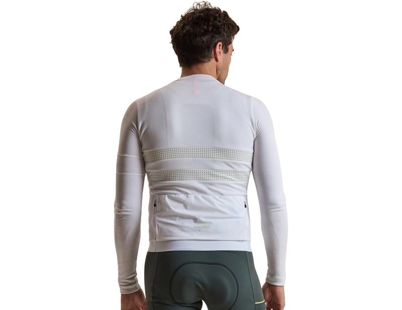 Rapha Men's Brevet Long Sleeve Merino Jersey III in White/Silver-3