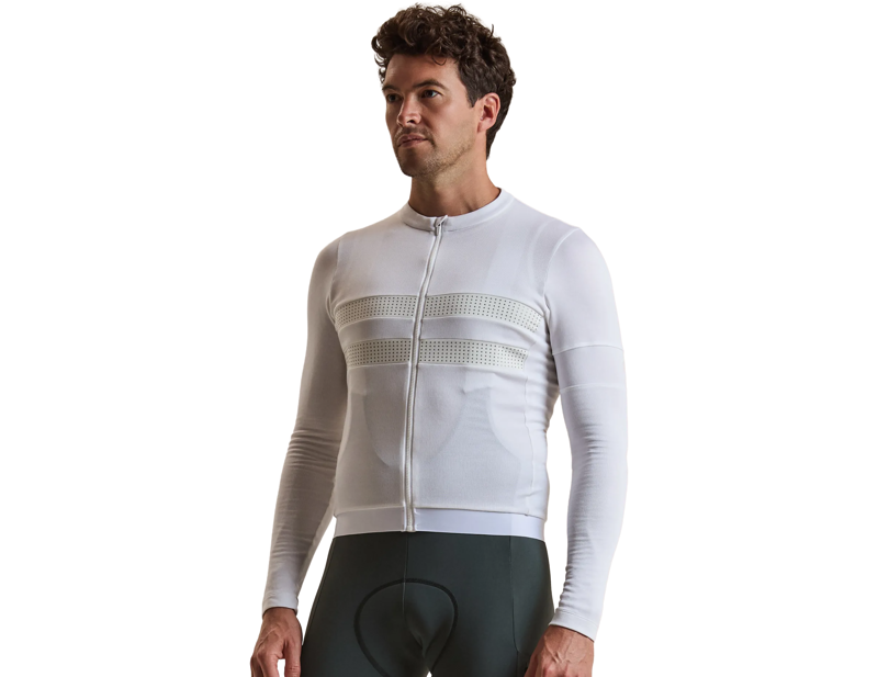 Rapha Men's Brevet Long Sleeve Merino Jersey III in White/Silver-2