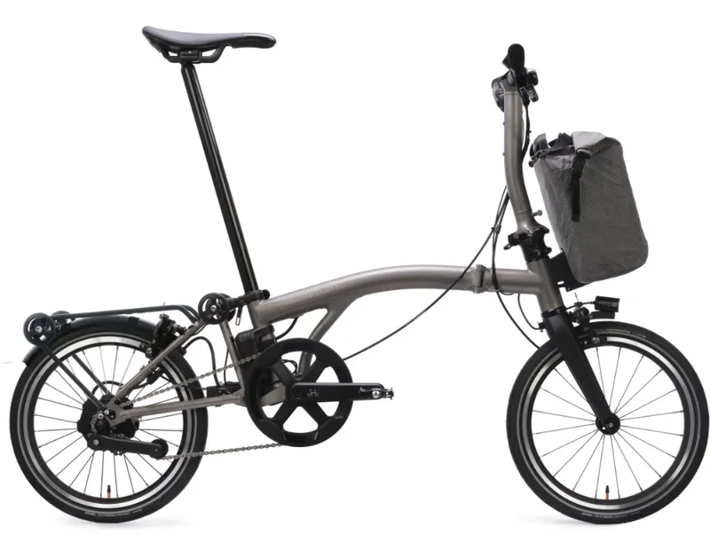 Brompton Electric T Line 4-Speed Superroll+ Folding Bike 2026 in Blasted Titanium