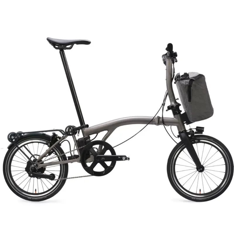 Balfes Bikes Brompton Electric T Line 4-Speed Superroll+ Folding Bike 2026 in Blasted Titanium | Free postage over £30, £10 off first order, price match & 0% finance.