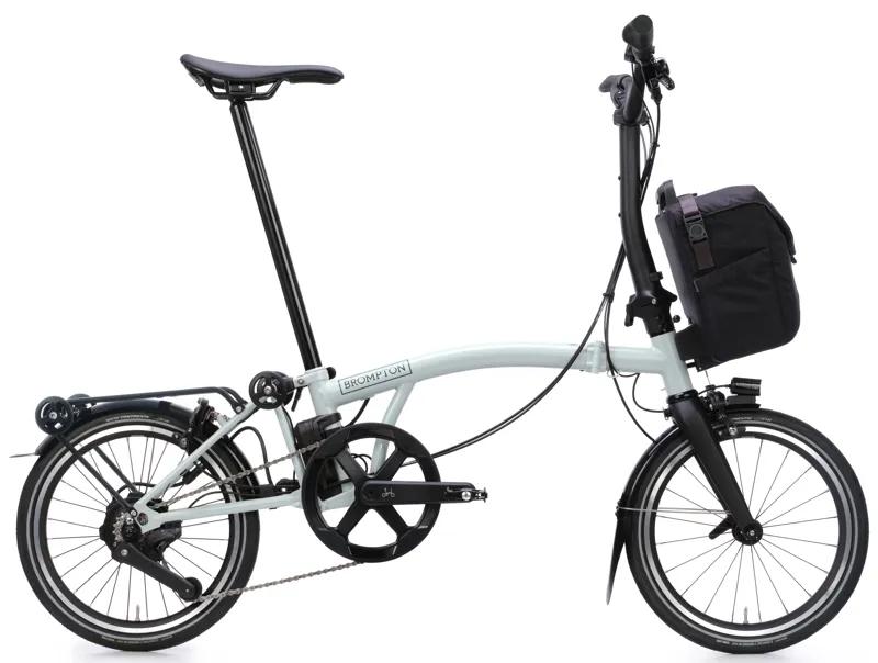 Brompton Electric P Line with SuperRoll+ 4-Speed Folding Bike 2027 in Lunar Ice Metallic