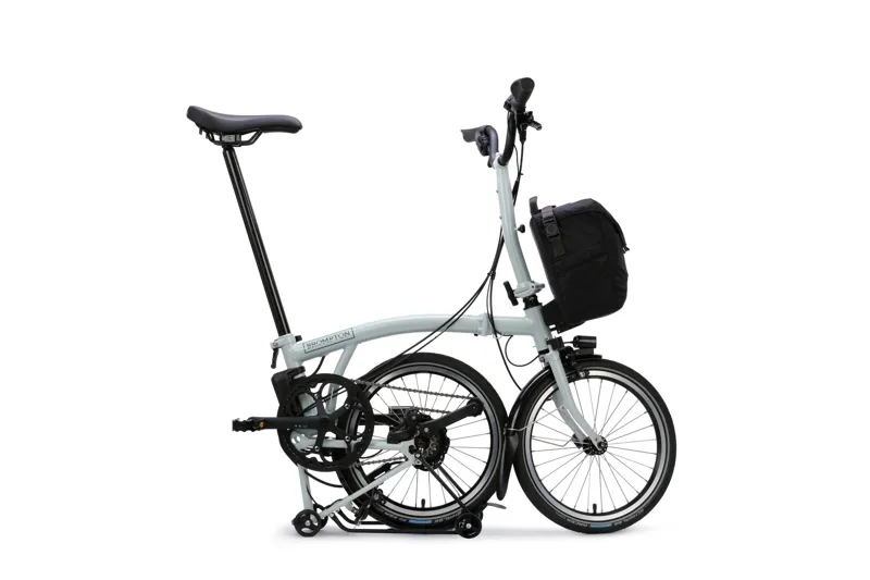 Brompton Electric C Line with SuperRoll+ 4-Speed Folding Bike 2027 in Lunar Ice-2