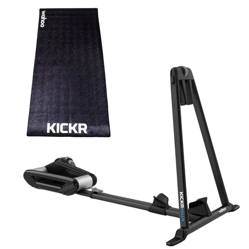 Wahoo KICKR ROLLR Smart Bike Roller with Wahoo KICKR Trainer Floor Mat