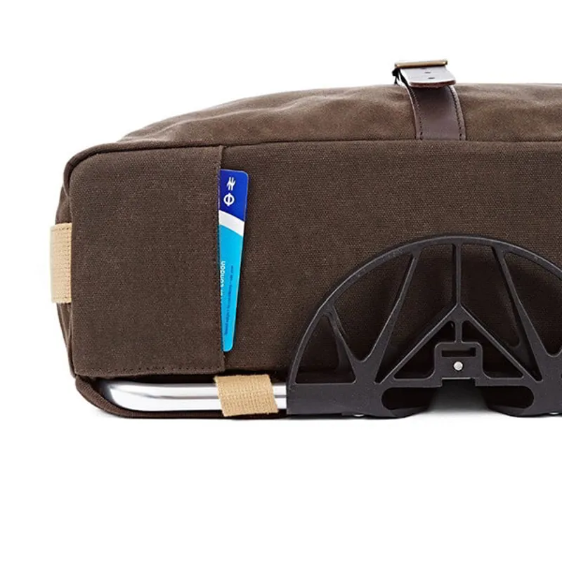 Brompton Roll Top Bag with Frame in Khaki Waxed Canvas-5