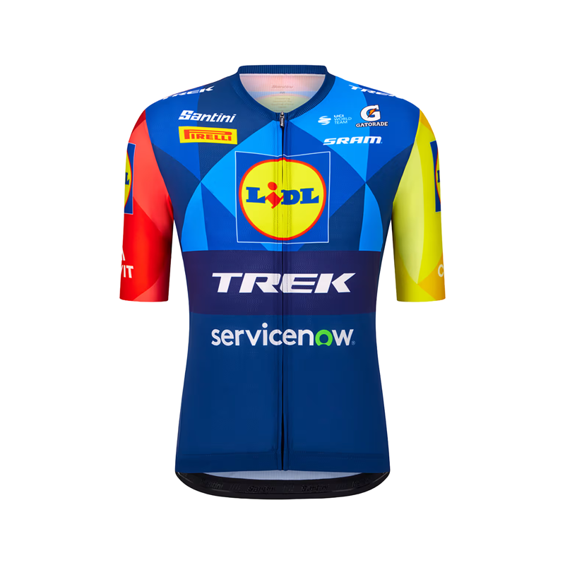 Balfes Bikes Santini Lidl-Trek Replica Short Sleeve Race Jersey in Dark Blue/Yellow | Free postage over £30, £10 off first order, price match & 0% finance.