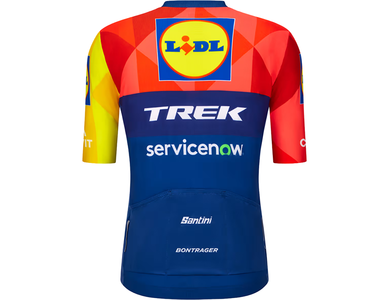 Santini Lidl-Trek Replica Short Sleeve Race Jersey in Dark Blue/Yellow-1