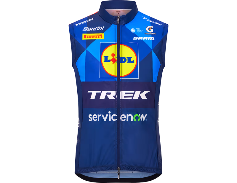Balfes Bikes Trek Santini Lidl-Trek Replica Race Wind Vest in Dark Blue/Yellow | Free postage over £30, £10 off first order, price match & 0% finance.