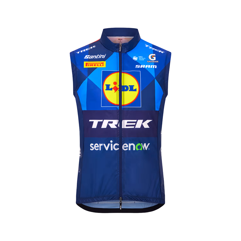 Balfes Bikes Trek Santini Lidl-Trek Replica Race Wind Vest in Dark Blue/Yellow | Free postage over £30, £10 off first order, price match & 0% finance.