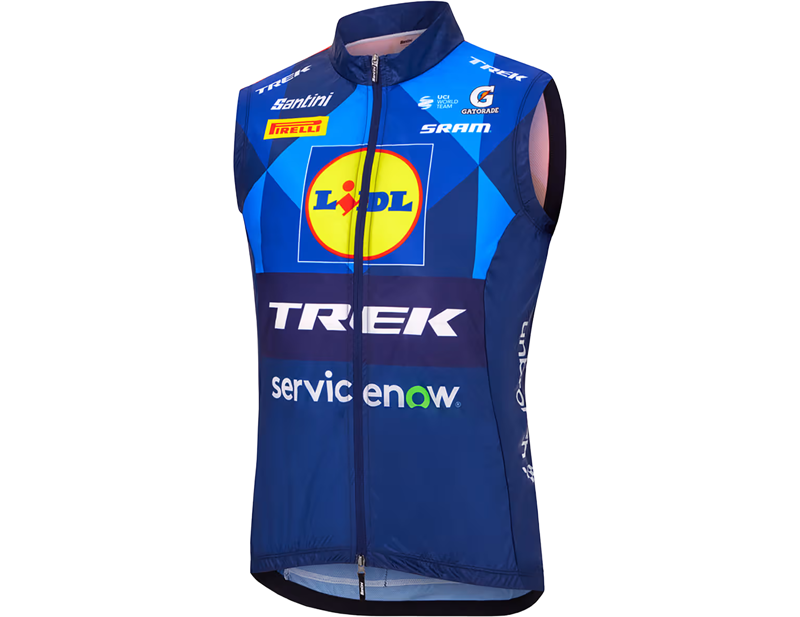 Trek Santini Lidl-Trek Replica Race Wind Vest in Dark Blue/Yellow-2