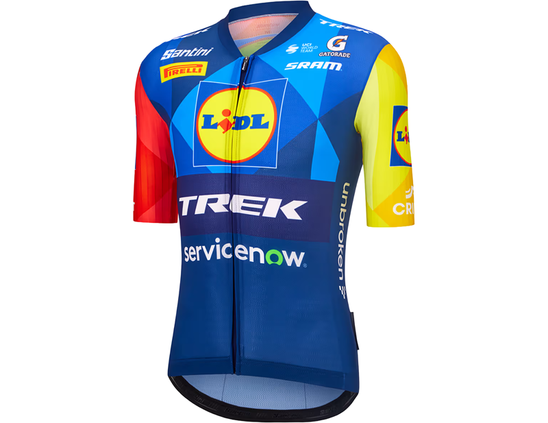 Santini Lidl-Trek RSL Short Sleeve Team Jersey in Dark Blue/Yellow-2