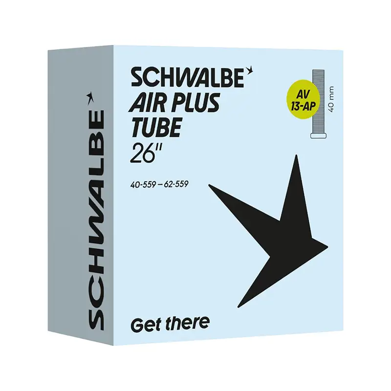 Balfes Bikes Schwalbe AV13 Air Plus 26x1.50-2.50 40mm Inner Tube in Black | Free postage over £30, £10 off first order, price match & 0% finance.