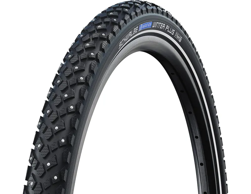 Balfes Bikes Schwalbe Marathon Winter Plus Smartguard 700x35c Spiked Tyre in Black/Reflective | Free postage over £30, £10 off first order, price match & 0% finance.