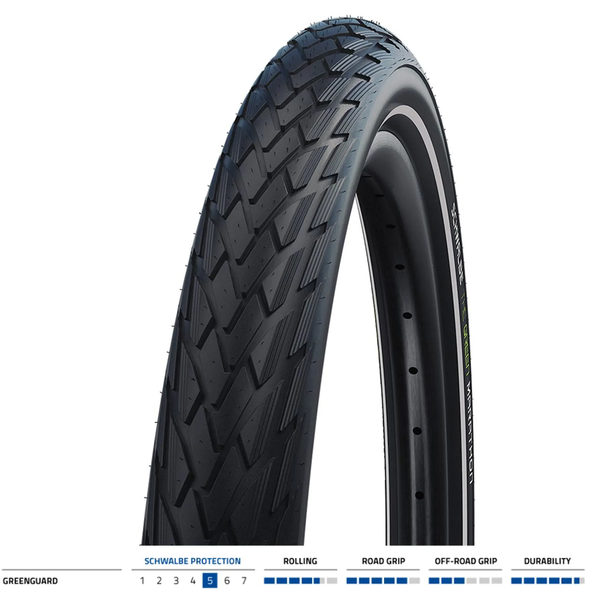 Design Addix Schwalbe Green Marathon 24 Inch Tyre In Black
