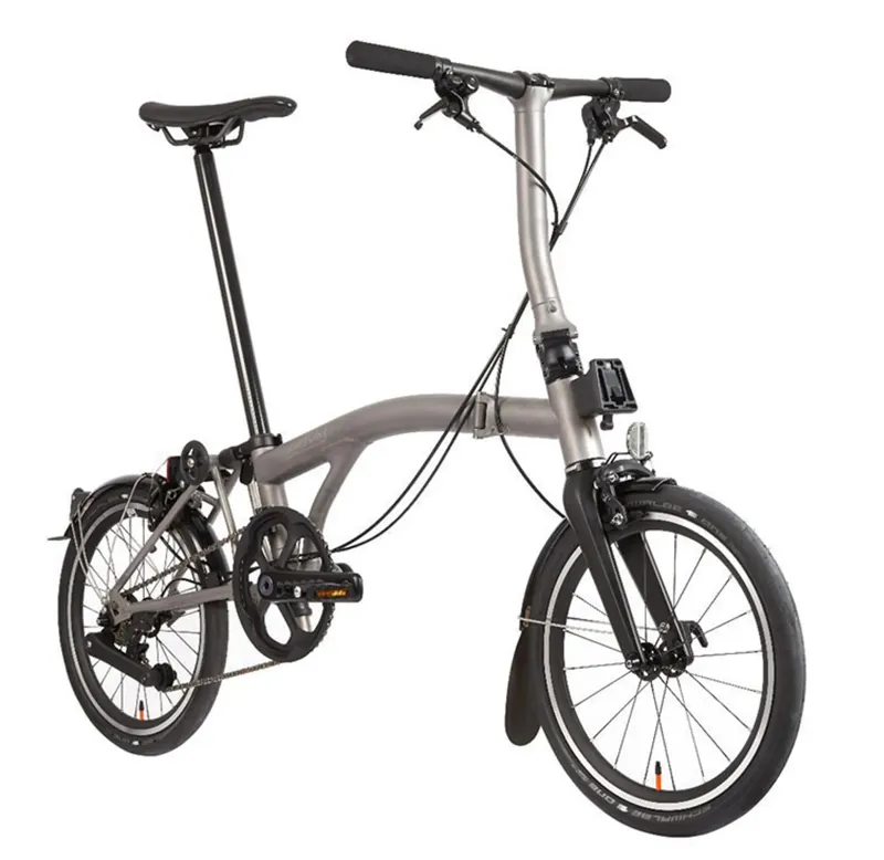 Brompton T Line Explore 12 Speed Folding Bike 2026 in Blasted Titanium-8