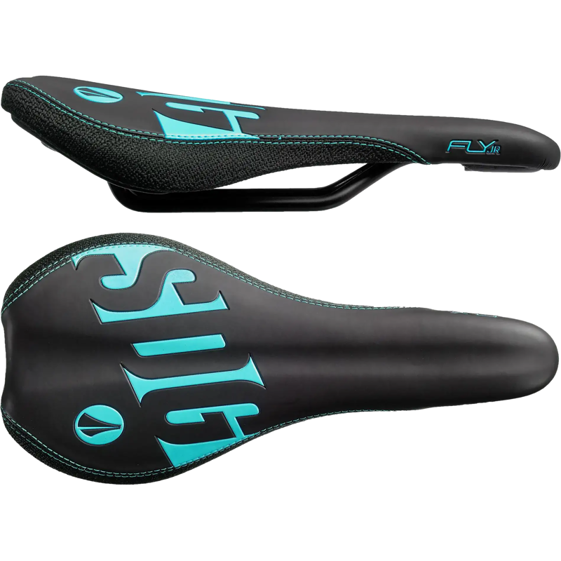 Balfes Bikes Sdg SDG Fly Junior Steel Rail Saddle in Black/Cyan | Free postage over £30, £10 off first order, price match & 0% finance.
