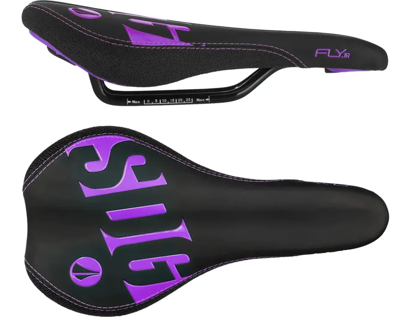 SDG Fly Junior Steel Rail Saddle in Black/Purple