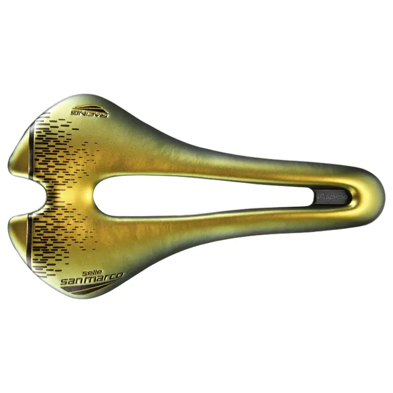 Balfes Bikes Selle San Marco Aspide Short Racing Saddle in Iridescent Gold | Free postage over £30, £10 off first order, price match & 0% finance.