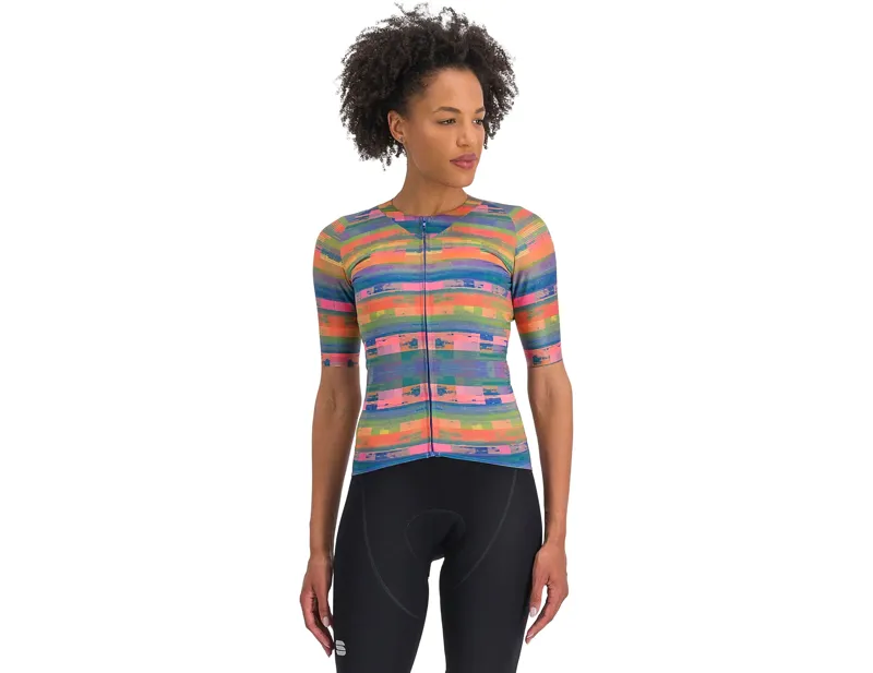 Balfes Bikes Sportful Glitch Women's Bomber Jersey in Multicolour Papaya | Free postage over £30, £10 off first order, price match & 0% finance.