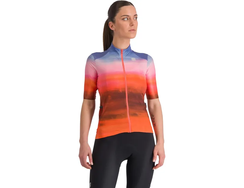 Balfes Bikes Sportful Flow Supergiara Women's Jersey in Pompelmo/Sky Blue | Free postage over £30, £10 off first order, price match & 0% finance.