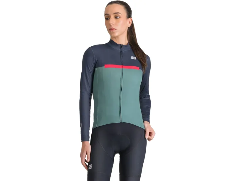 Balfes Bikes Sportful Pista Women's Thermal Jersey in Shrub Green/Blue/Pink | Free postage over £30, £10 off first order, price match & 0% finance.