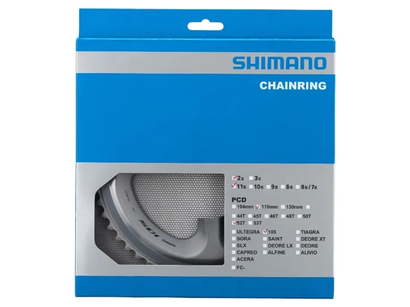 Shimano FCR7000 Chainring 52T-MT For 52-36T SR 52 Teeth in Silver-1