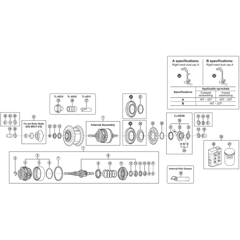 Shimano SG8R31 Internal Assembly 184mm