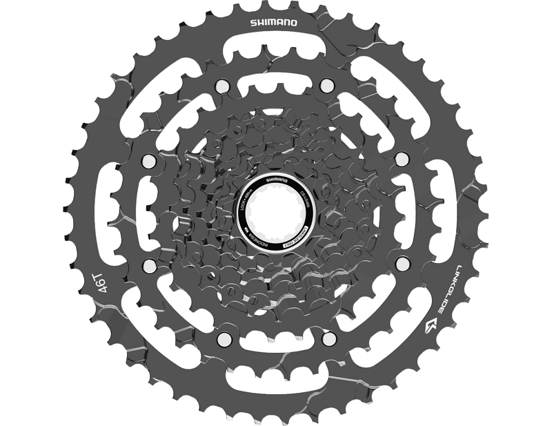 Balfes Bikes Shimano Cues CS-LG400-9 CUES Link Glide Cassette 9-Speed 11 - 46T in Black | Free postage over £30, £10 off first order, price match & 0% finance.