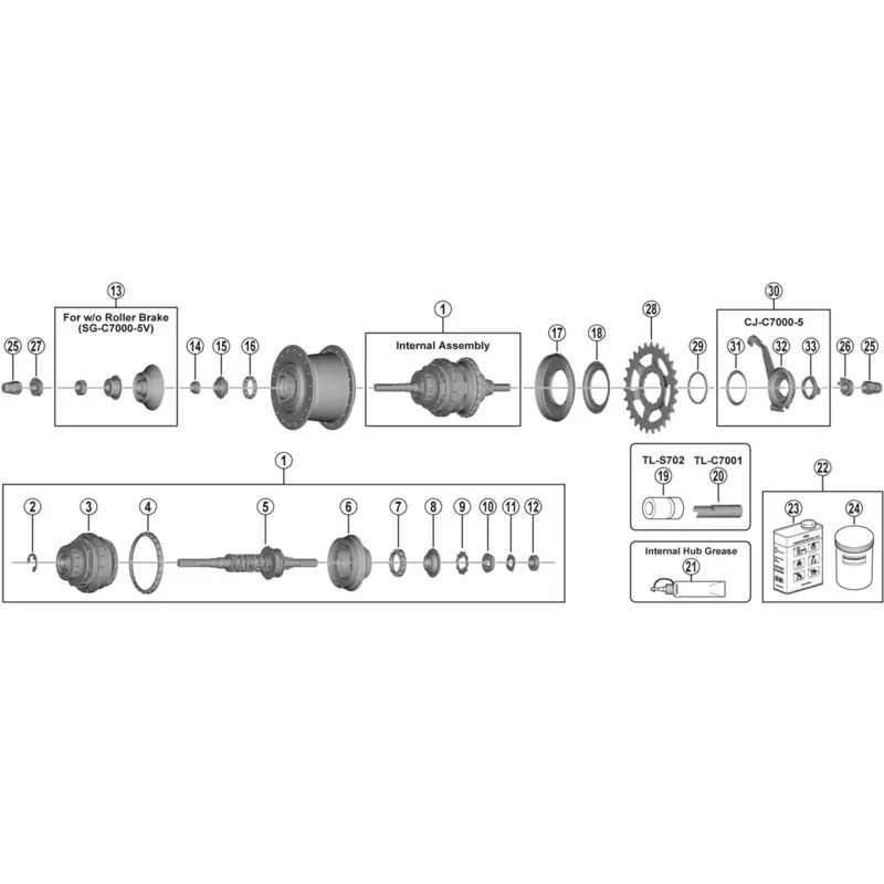 Balfes Bikes Shimano SM-C7000-5 Components for SG-C7000/CJ-C7000 - non-turn washer and cap nut | Free postage over £30, £10 off first order, price match & 0% finance.