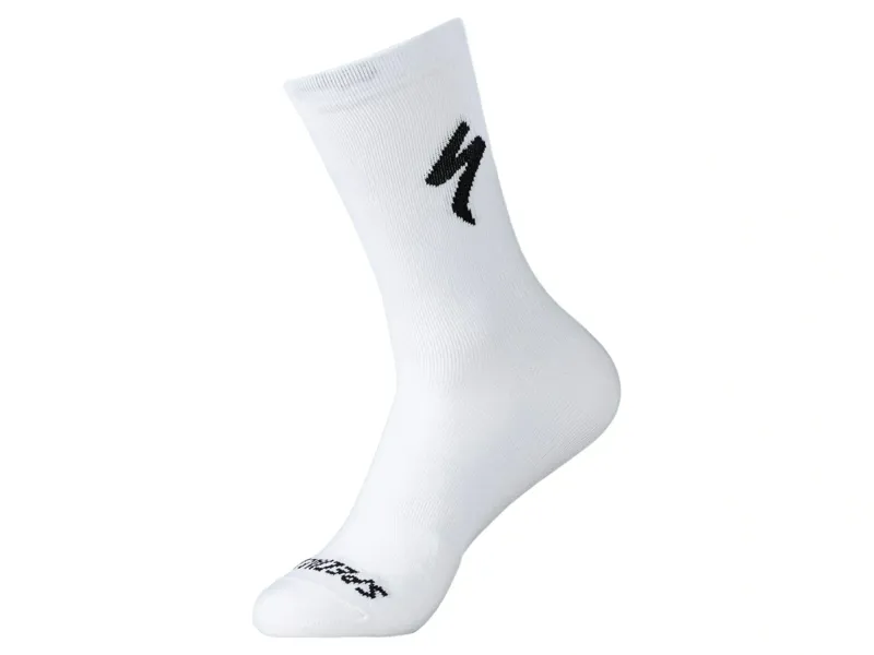 Specialized Soft Air Road Tall Logo Sock in White with Black