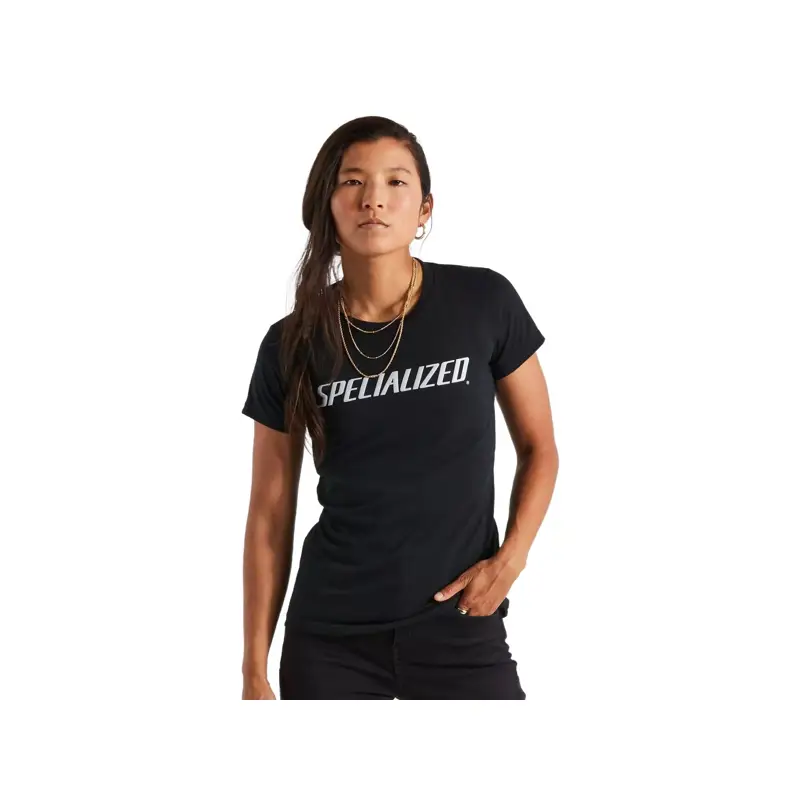 Balfes Bikes Specialized Women's Wordmark Short Sleeve T-Shirt in Black | Free postage over £30, £10 off first order, price match & 0% finance.