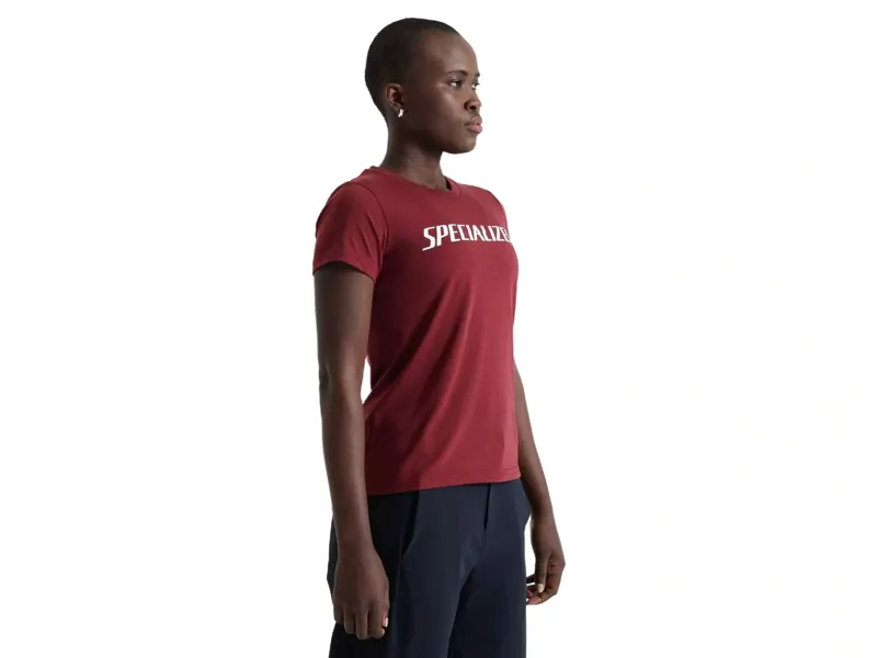 Specialized Women's Wordmark Short Sleeve T-Shirt in Garnet Red-1