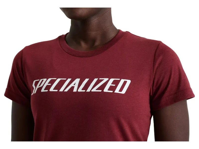 Specialized Women's Wordmark Short Sleeve T-Shirt in Garnet Red-3